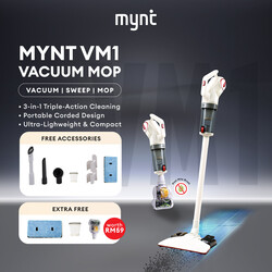 MYNT VM1 Pro 3in1 Vacuum Mop Sweep 16000PA Strong Suction Dust Mite Removal Lightweight Low Noise Self-Standing Design